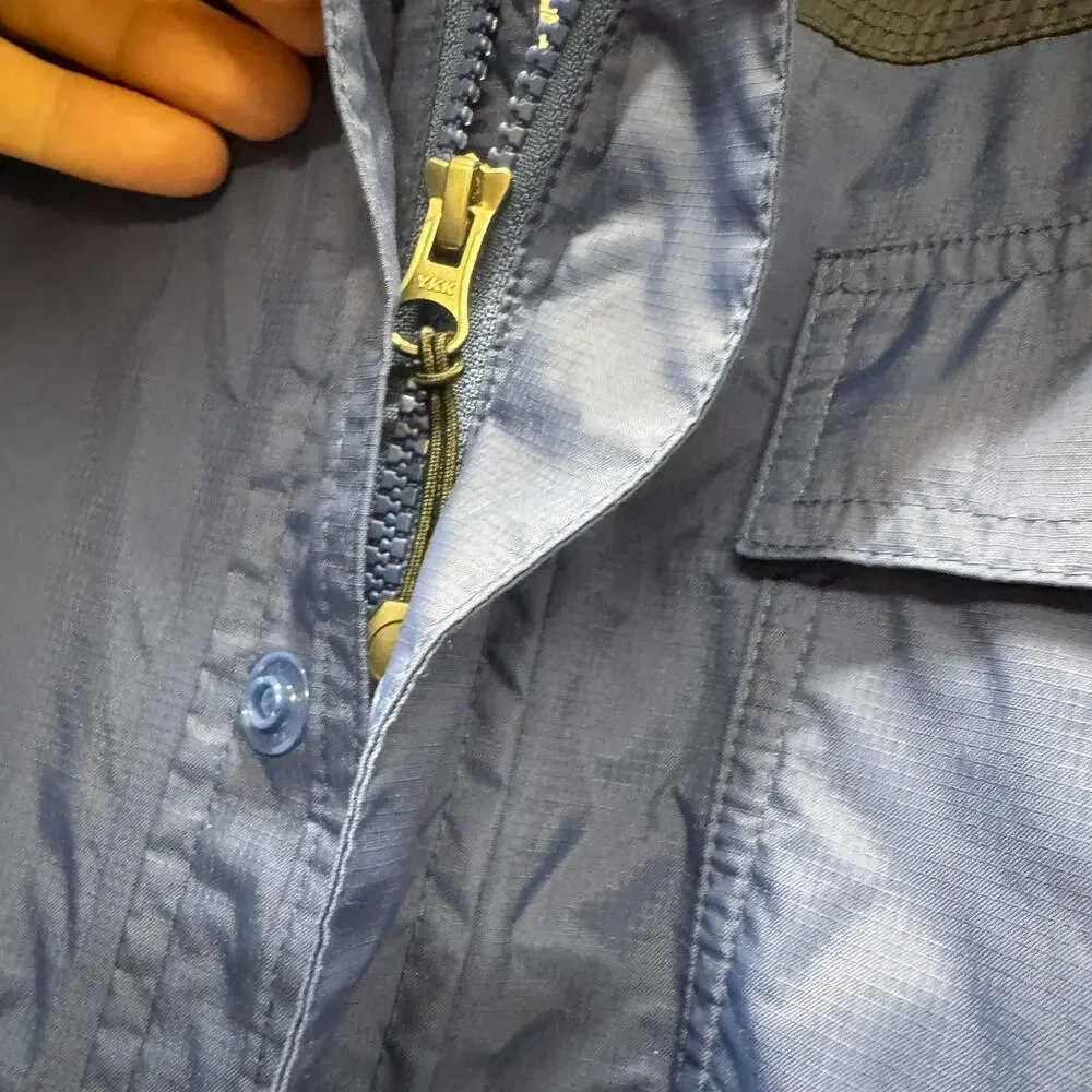 Carhartt Huron Jacket Ripstop Waterproof Nylon Roll Up Hood Full Zip Blue Mens M - Picture 7 of 14